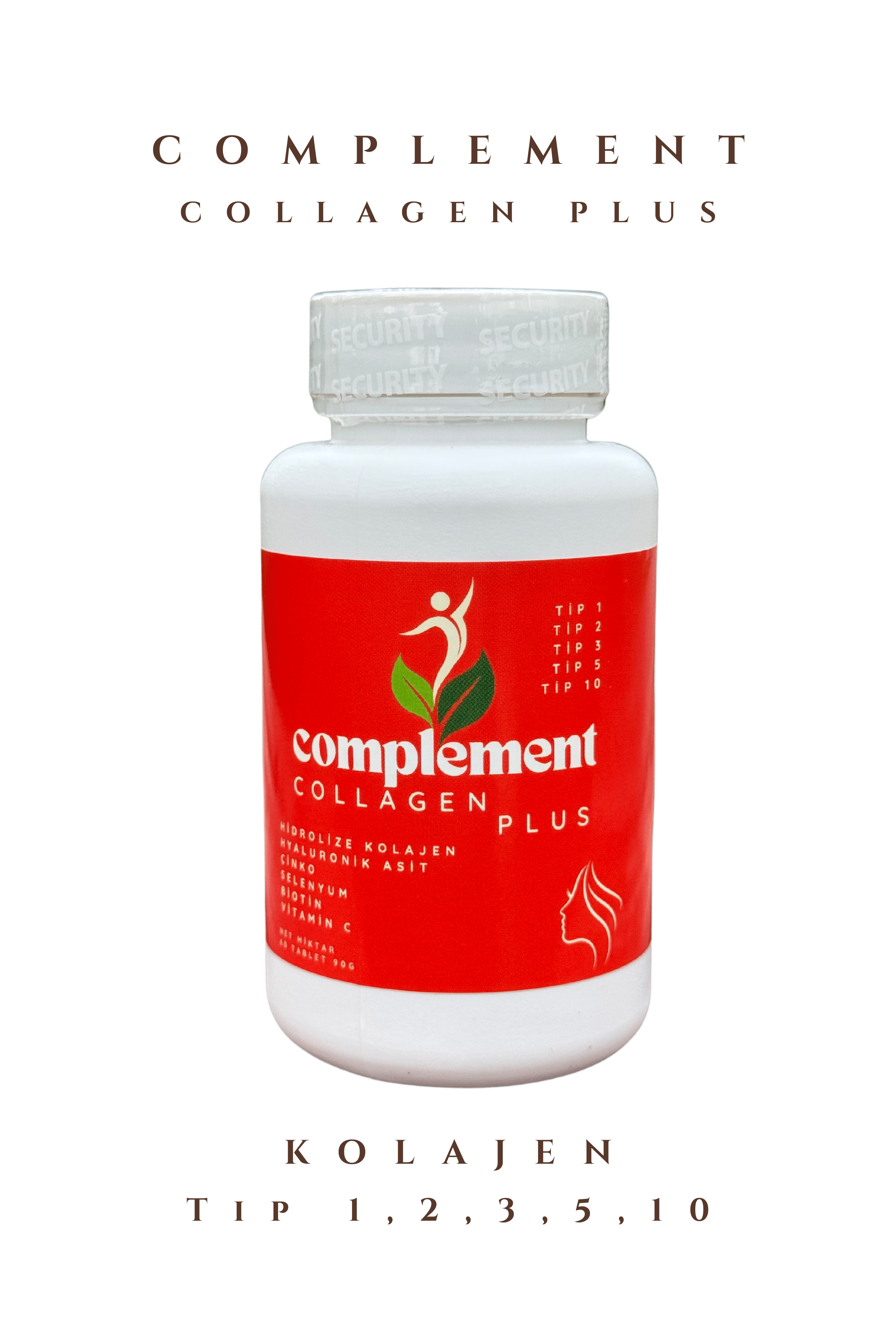 Complement Collagen Plus – Kolajen  Tip 1, 2, 3, 5 ve 10 İçeren Formül, 60 Tablet