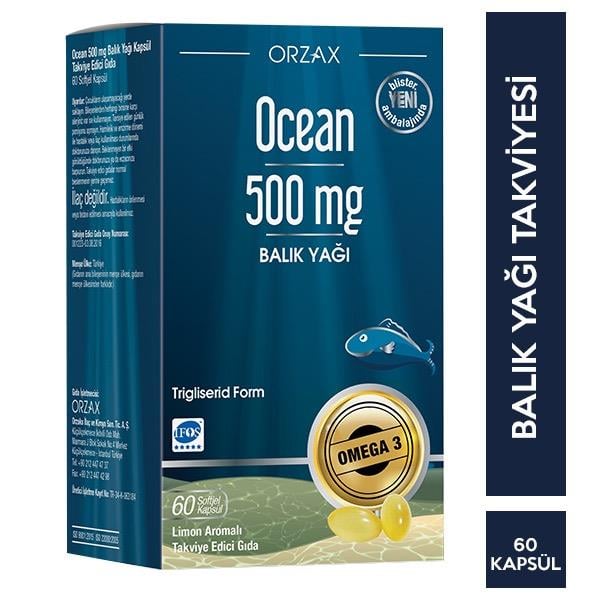 Orzax Ocean 500 mg Saf Balık Yağı 60 Kapsül