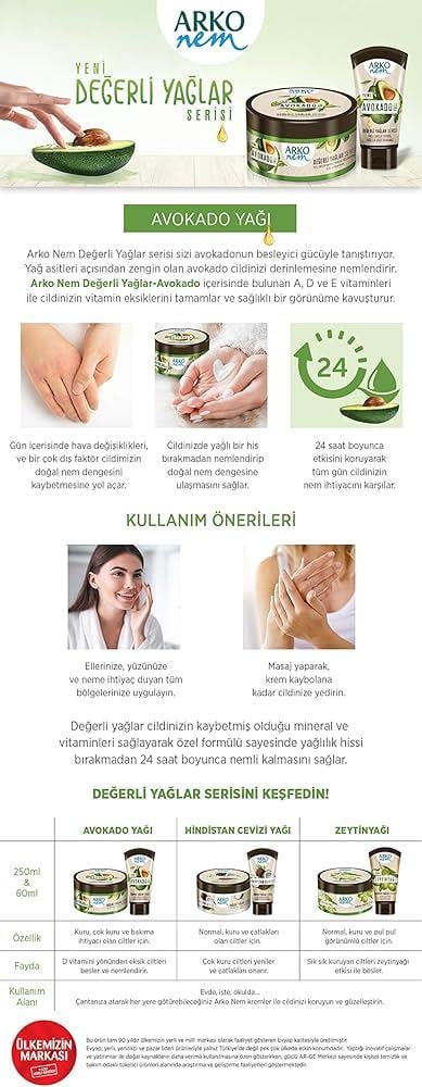 Arko Nem Değerli Yağlar Avokado Yağlı Krem 150 ml
