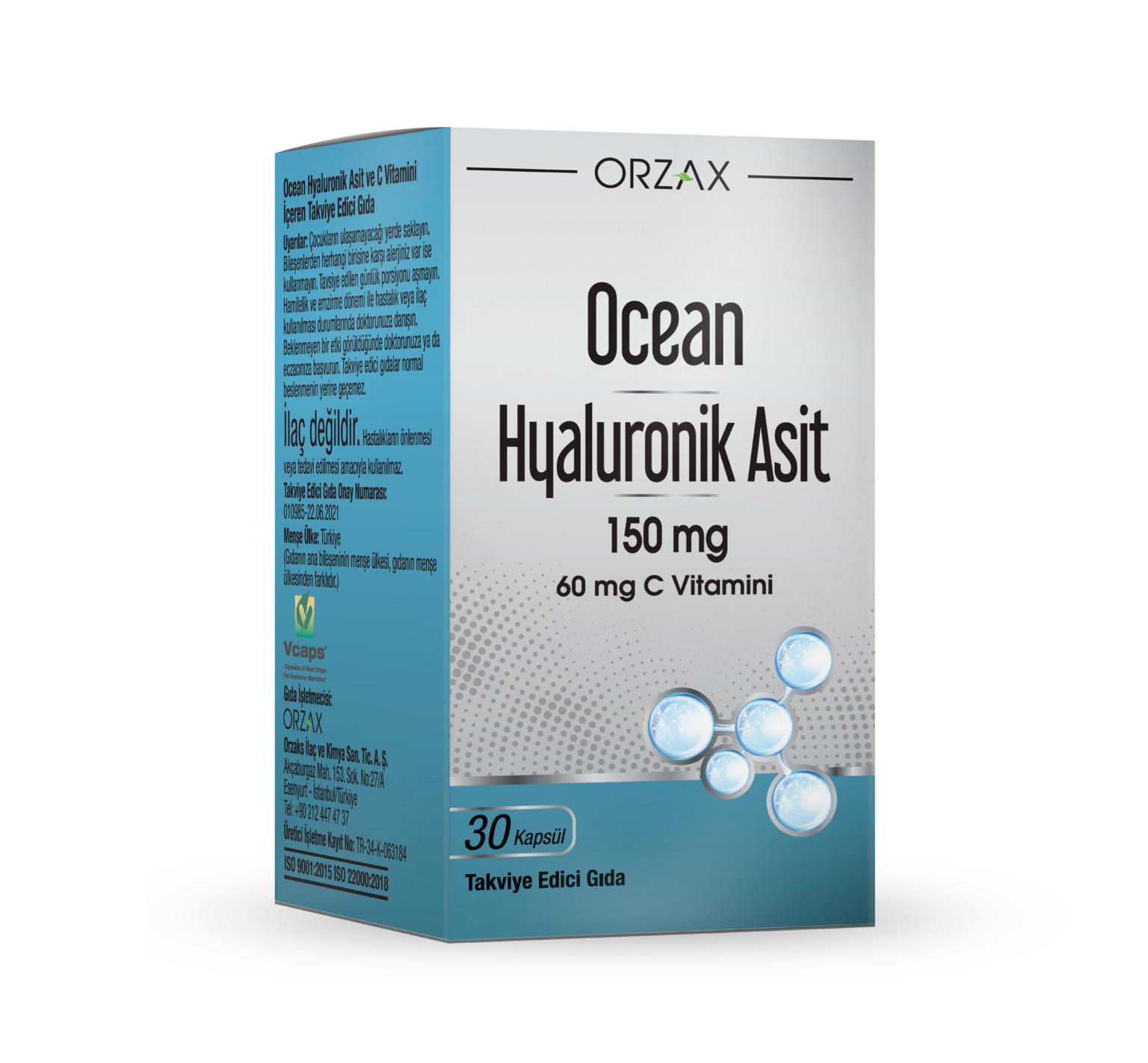 Orzax Ocean Hyaluronik Asit 150 Mg 30 Kapsül