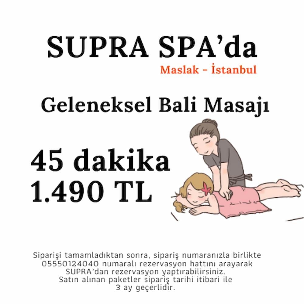 SUPRA SPA'da 45 Dakikalık Bali veya Anti stres Masajı 