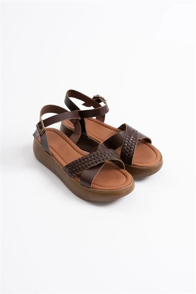 Acı Kahve Hakiki Deri Sandalet TR31MY58K