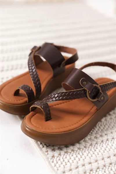 Acı Kahve Hakiki Deri Sandalet TR31MY64D