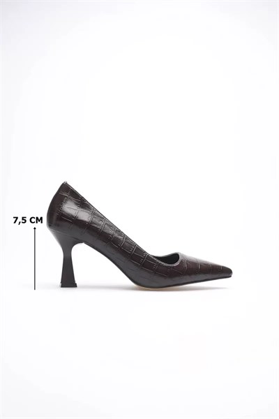 Acı Kahve Kroko Topuklu Kadın Stiletto TR20MS02G