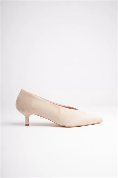 Kadın Bej Süet 4 cm İnce Topuklu Stiletto TR05MS02G