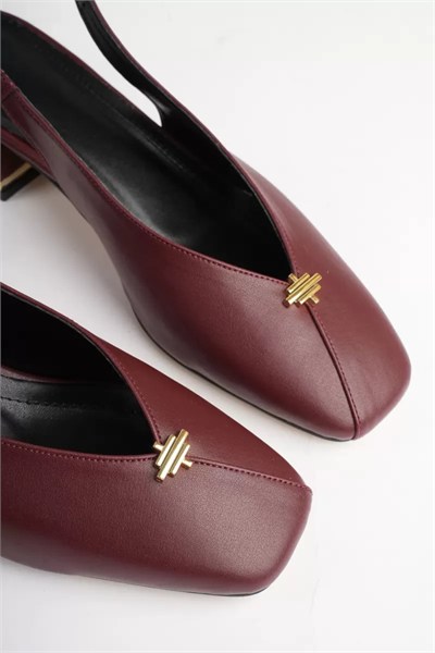 Kadın Günlük Bordo 4 cm Kalın Topuklu Ayakkabı TR05MS01E