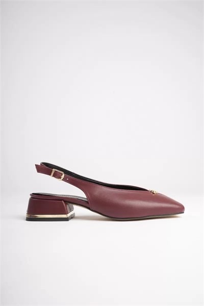 Kadın Günlük Bordo 4 cm Kalın Topuklu Ayakkabı TR05MS01E
