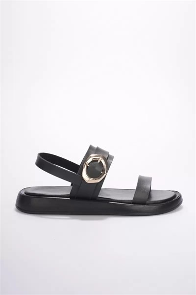 Kadın Siyah 2cm Topuk Boyu Yazlık Rahat Sandalet TR27MY05A