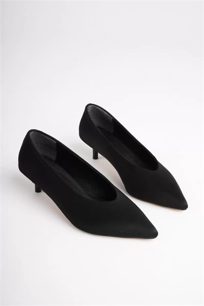 Kadın Siyah Süet 4 cm İnce Topuklu Stiletto TR05MS02F