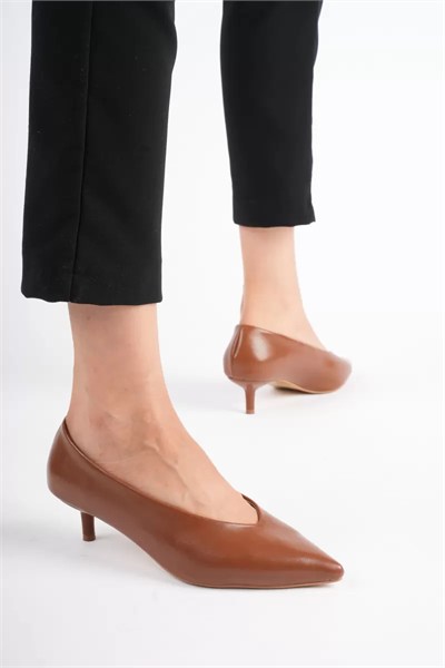 Kadın Taba 4 cm İnce Topuklu Stiletto TR05MS02C