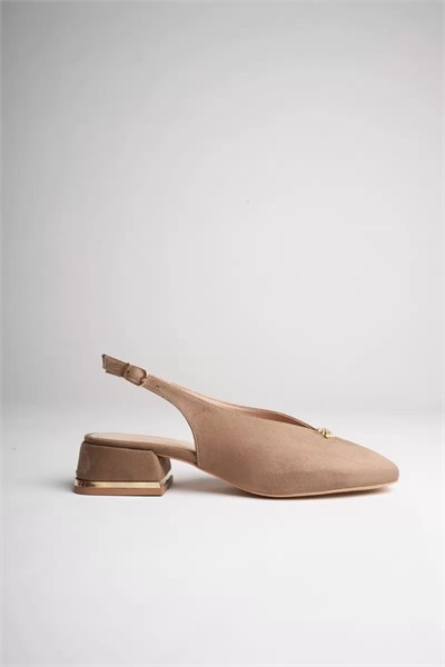 Kadın Vizon Süet 4 cm Kalın Topuklu Ayakkabı TR05MS01G