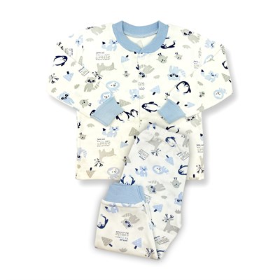 Sema Baby Happy Animals Bebek Pijama Takımı Mavi 0-3 Ay