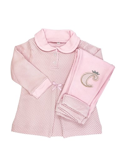 Sema Baby Puantiyeli Elbise 2li Takım 12 Ay  - Pembe