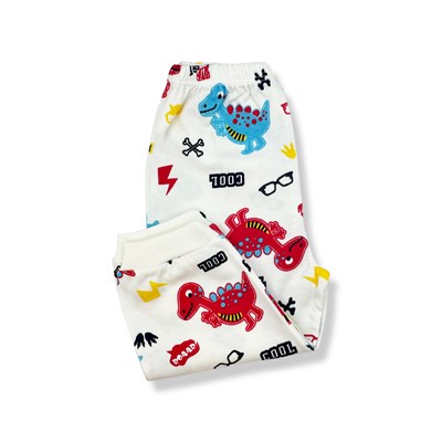 Sema Baby Sevimli Dino Bebek Pijama Takımı 6-9 Ay ( Kırmızı - Mavi )