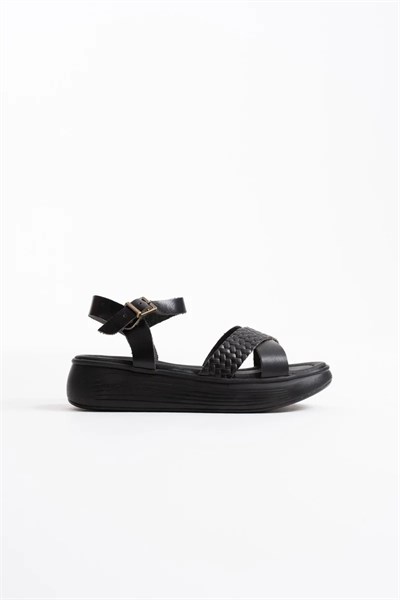 Siyah Hakiki Deri Sandalet TR31MY58A