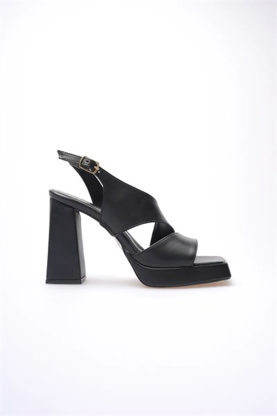Siyah Kadın Topuklu Platform Sandalet TR12MY04A
