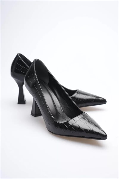 Siyah Kroko Topuklu Kadın Stiletto TR20MS02F