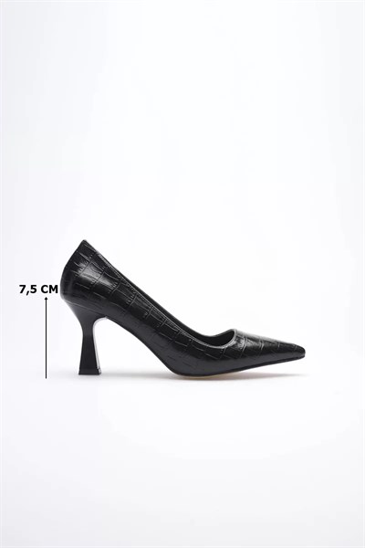 Siyah Kroko Topuklu Kadın Stiletto TR20MS02F