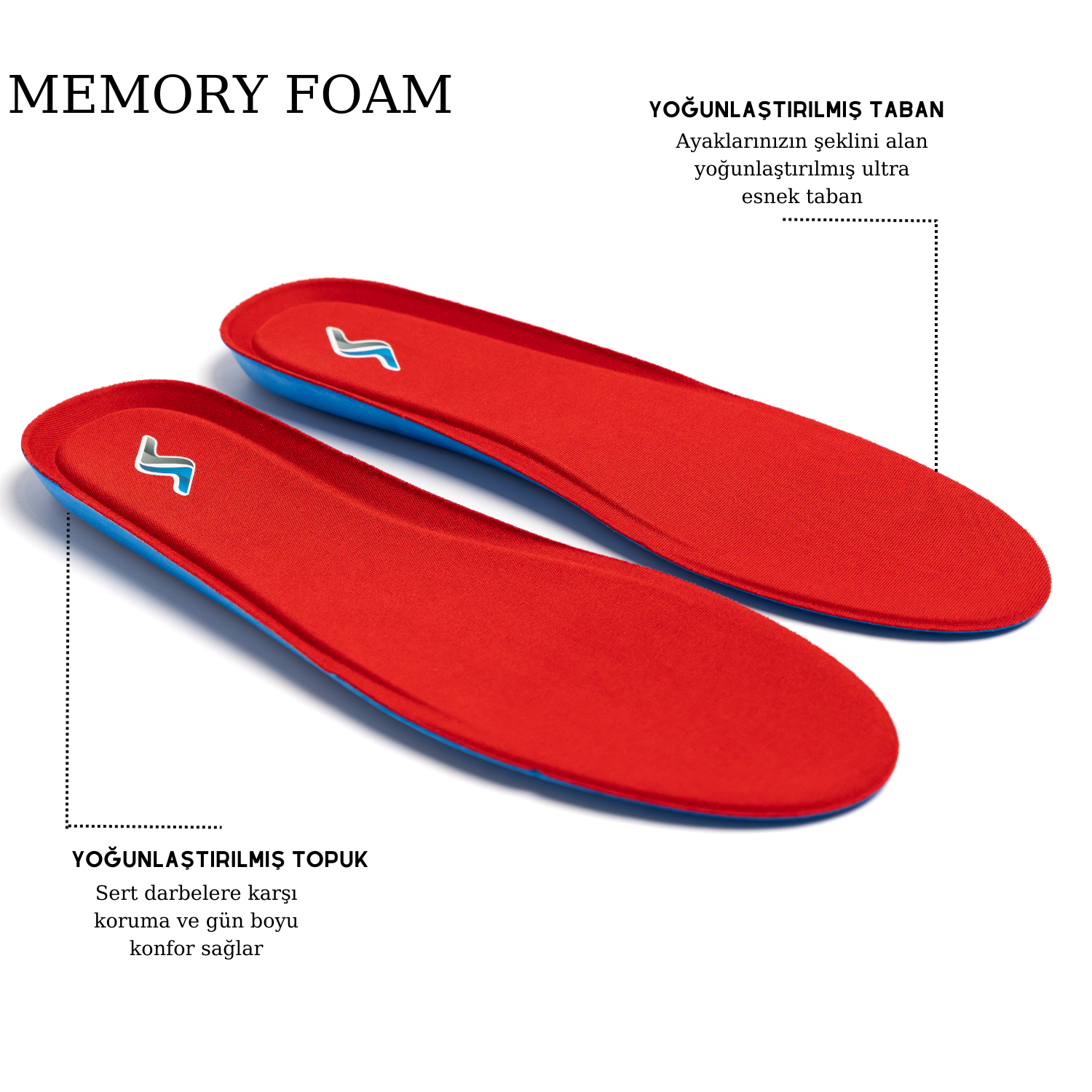  Memory Foam Ortapedik Yastıklı Unisex 100 Model Tabanlık KIRMIZI