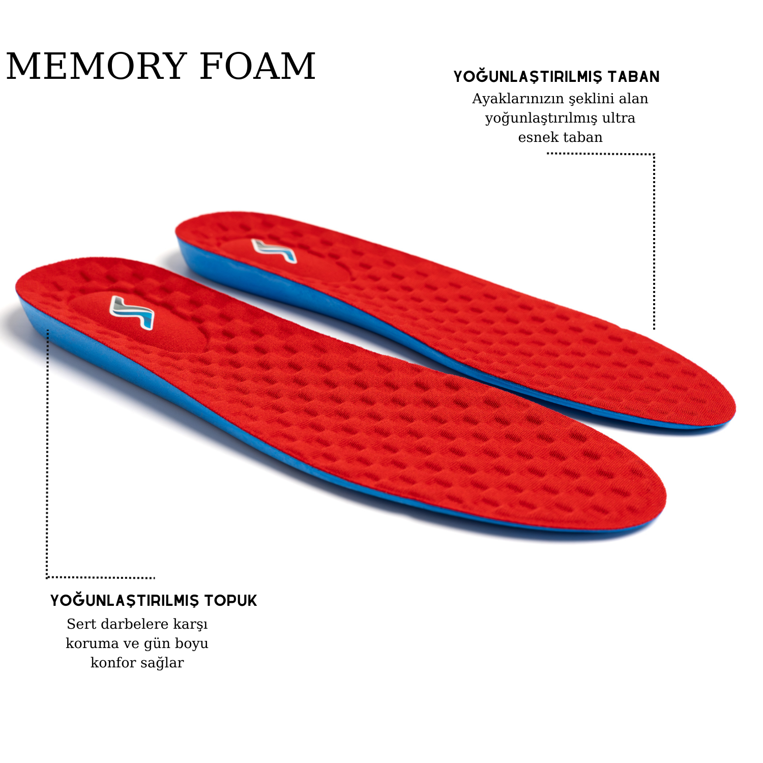 M900 Model Memory Foam Ortapedik Boy Yükseltici Unisex Tabanlık KIRMIZI