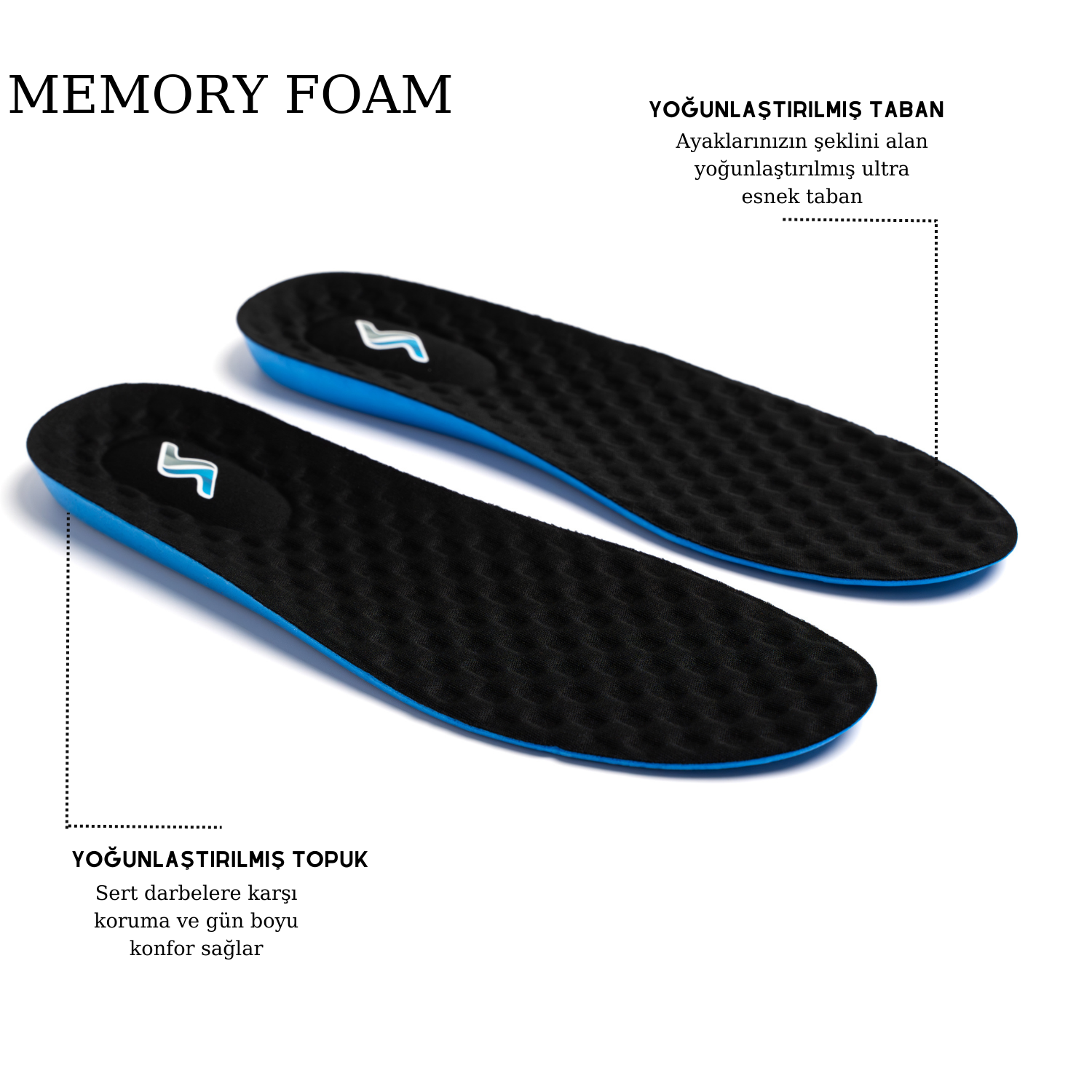M900 Model Tek Ebat Unisex Memory Foam Ortapedik Boy Yükseltici Tabanlık Siyah