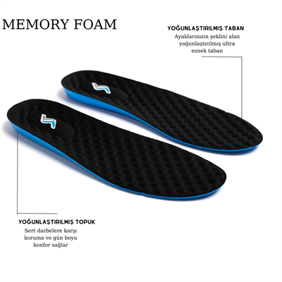 M900 Model Memory Foam Ortapedik Boy Yükseltici Unisex Tabanlık SİYAH