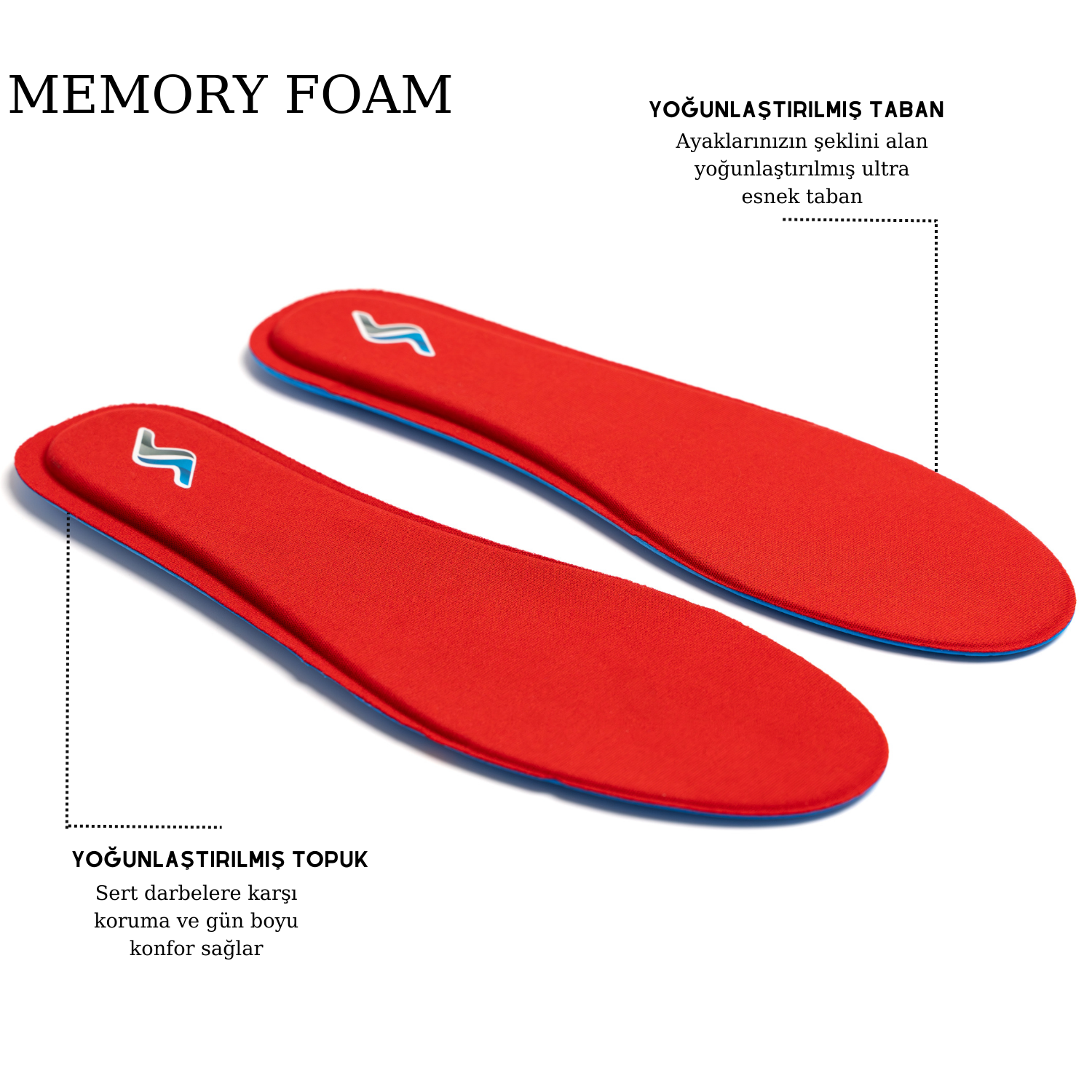 Memory Foam Ortapedik Yastıklı Unisex M800 Model Tabanlık KIRMIZI