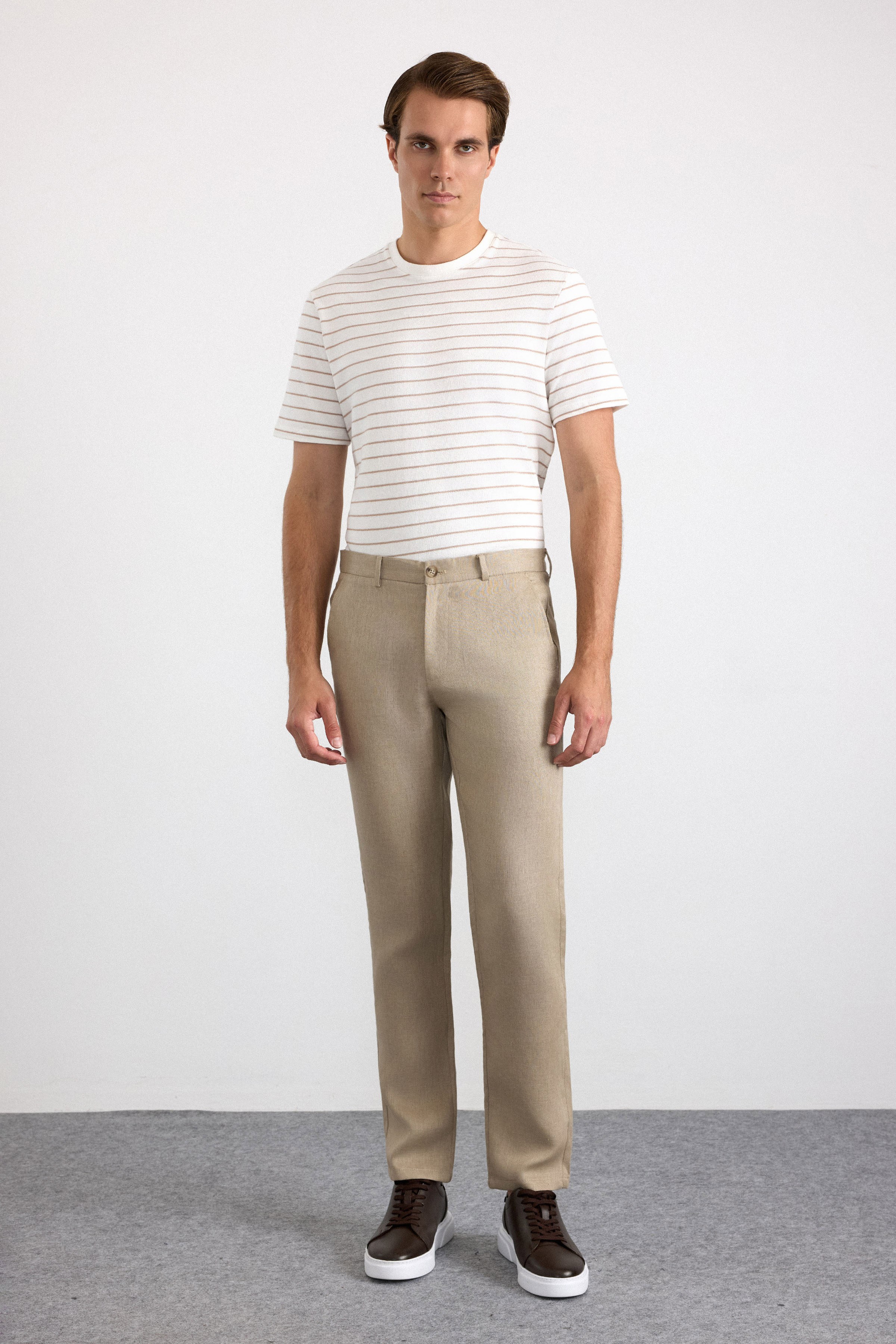Süvari Bej Regular Düz Düz Normal Bel Standart Jogger Pantolon