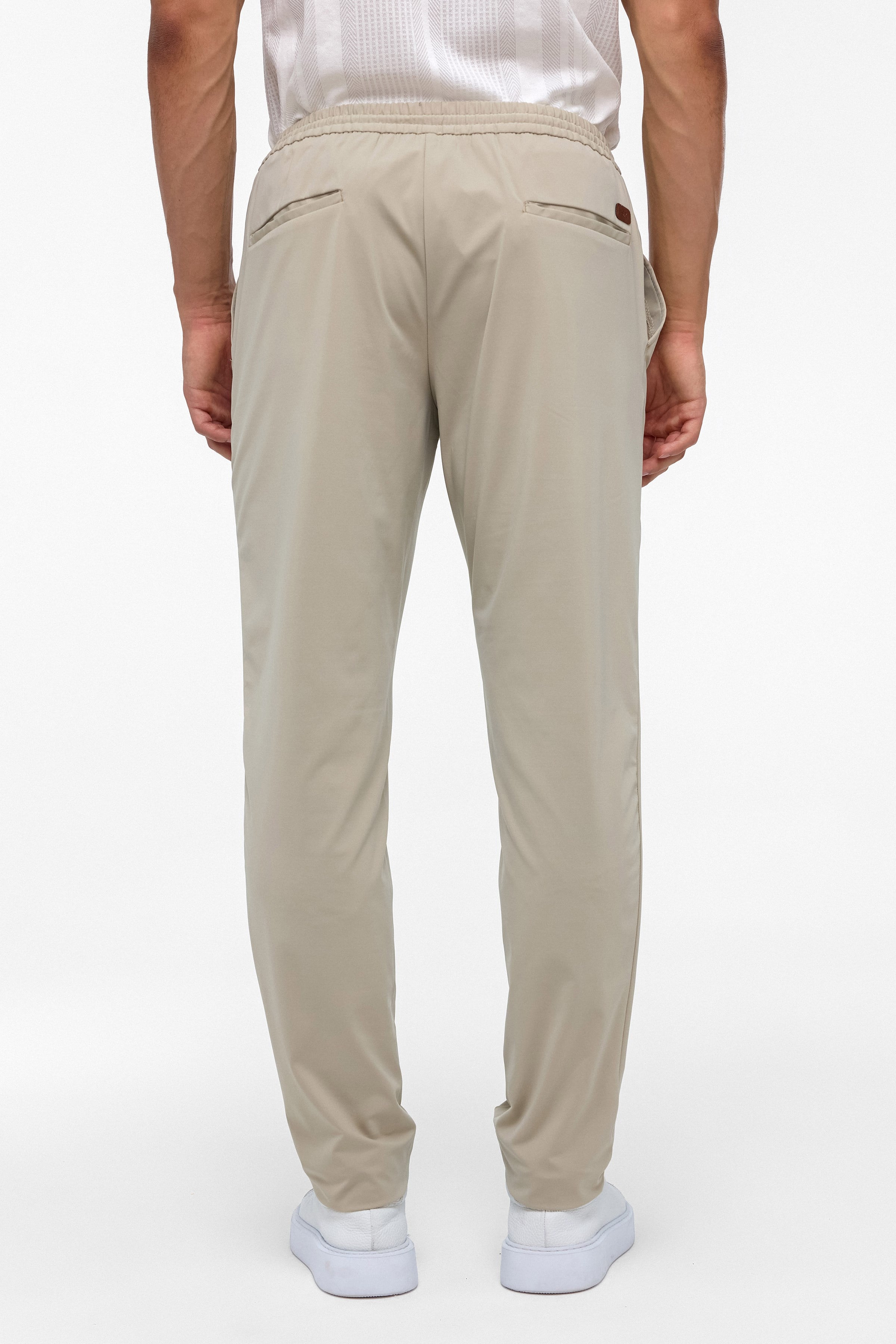 Bej Slim Armürlü Jogger Pantolon