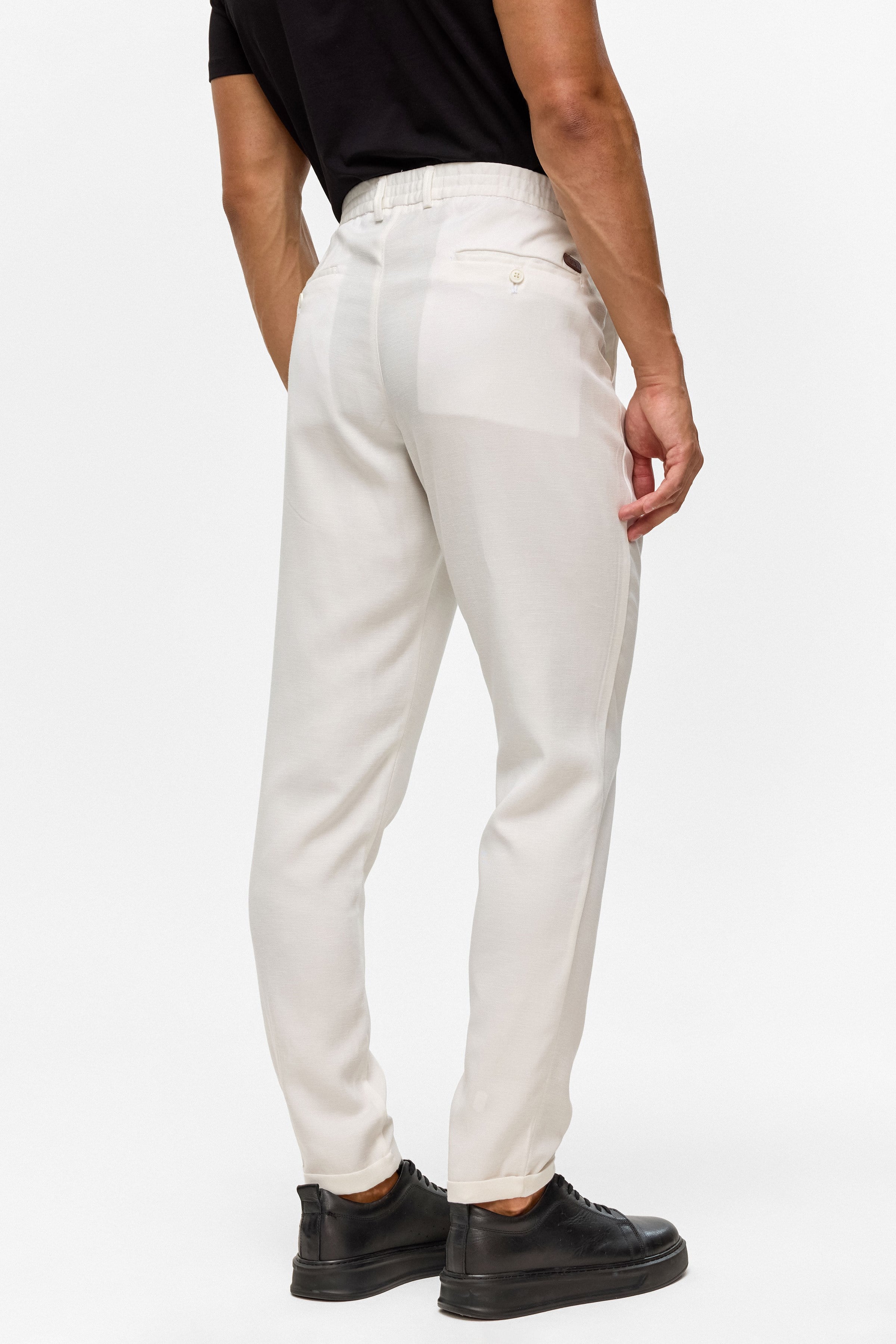 Süvari Beyaz Slim Armürlü Jogger Pantolon görsel 5
