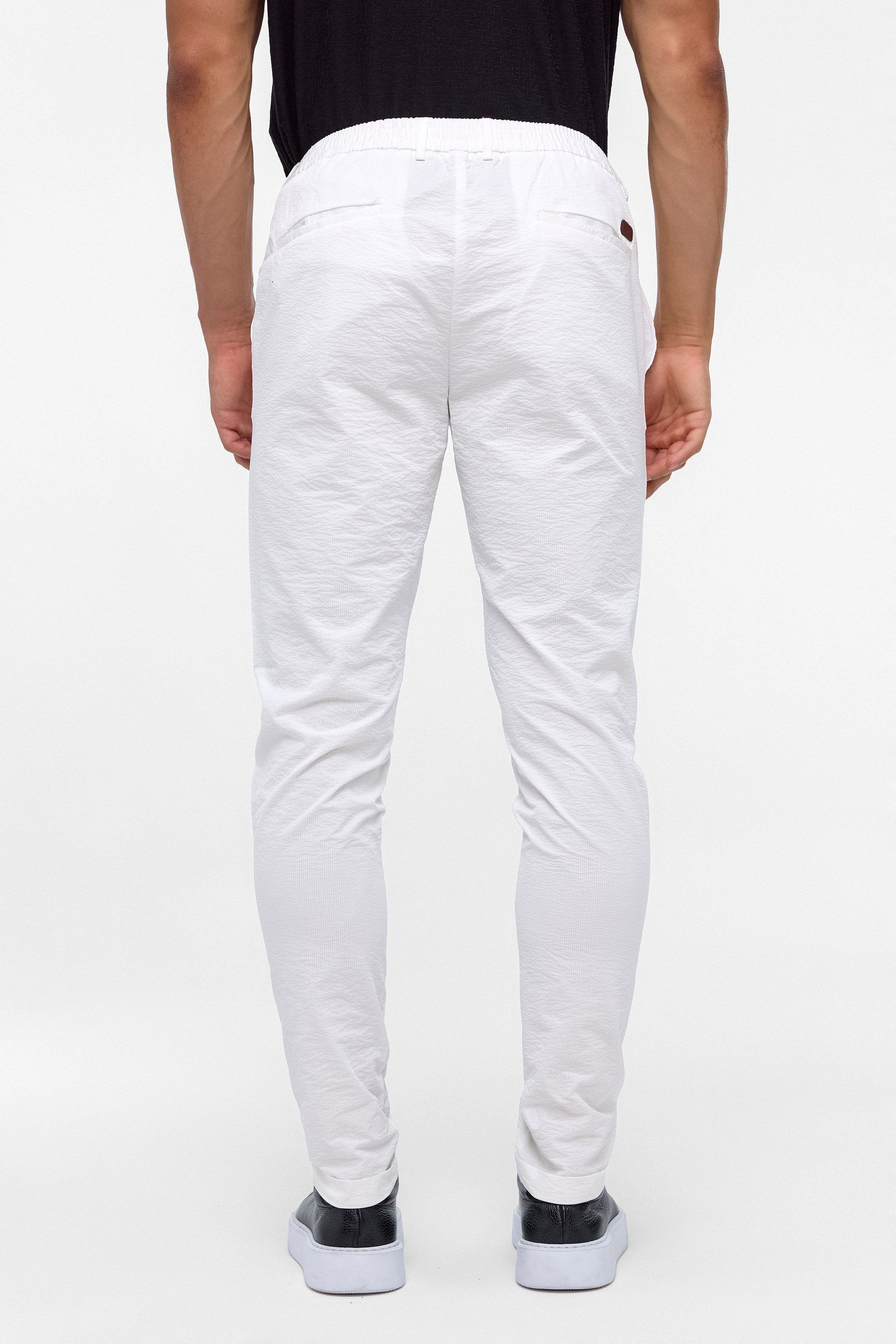 Süvari Beyaz Slim Armürlü Jogger Pantolon görsel 5
