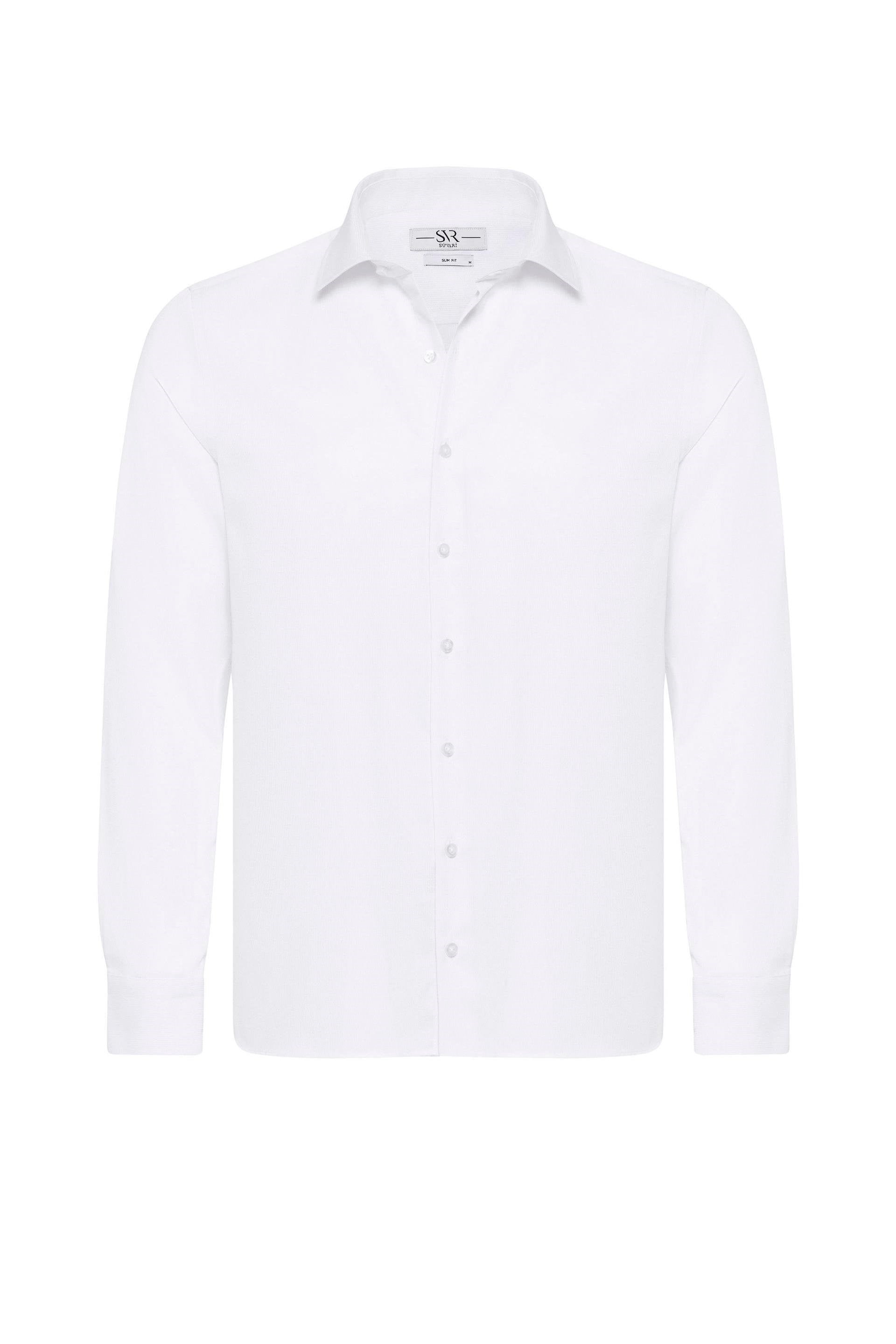 Beyaz Slim Fit Düz Klasik Yaka Gömlek