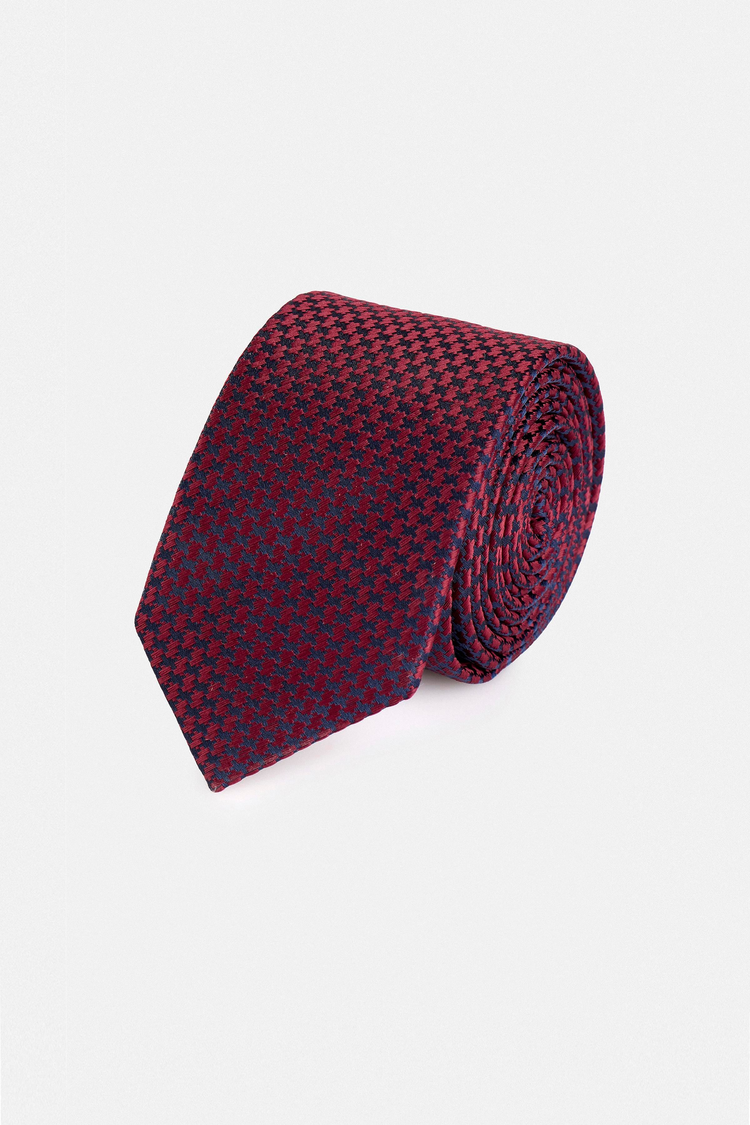Süvari Bordo Baskılı Kravat