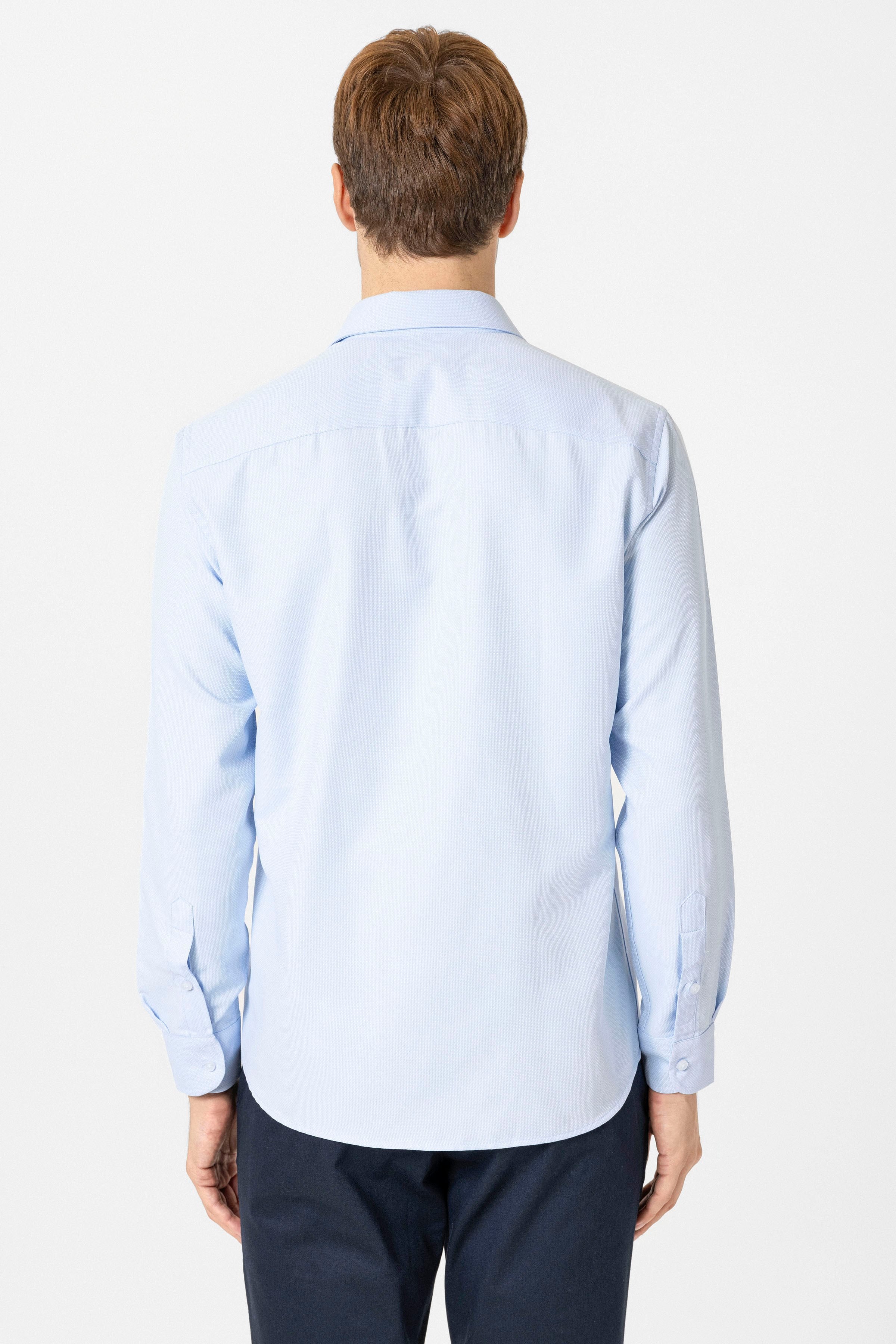 Süvari Buz Mavi Slim Fit Desenli Klasik Yaka Gömlek görsel 5