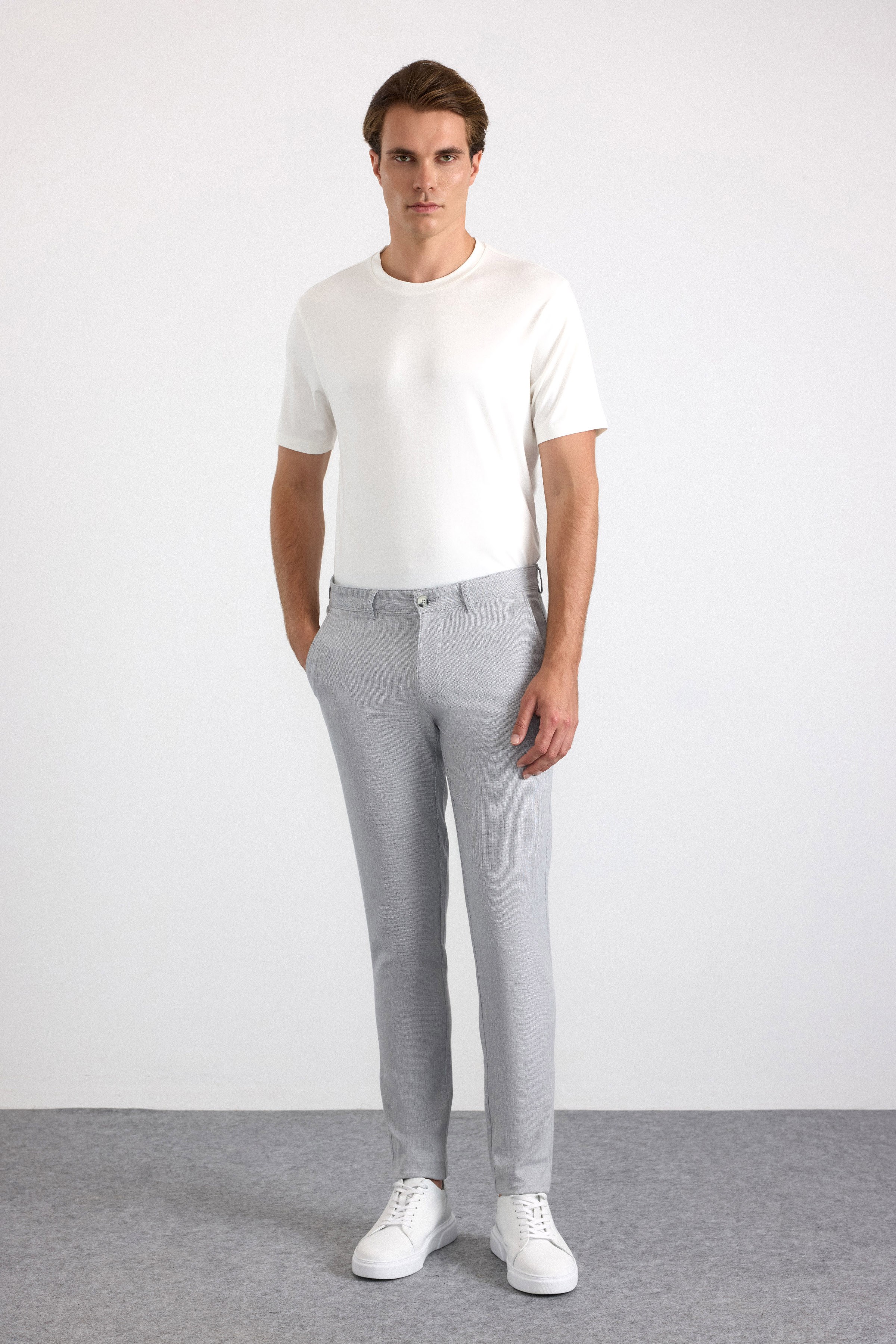 Süvari Gri Slim Casual Pantolon