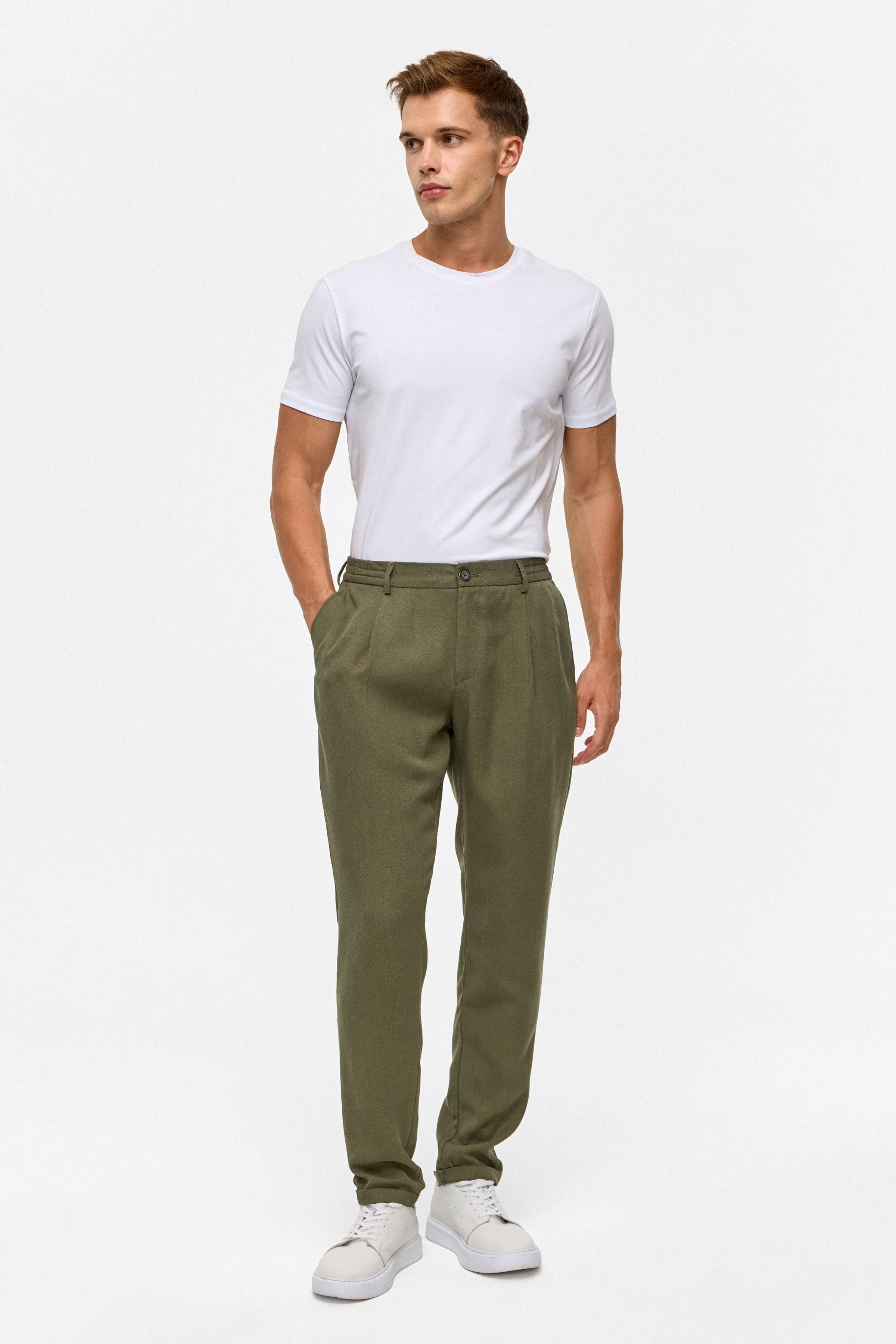Süvari Koyu Haki Slim Armürlü Jogger Pantolon