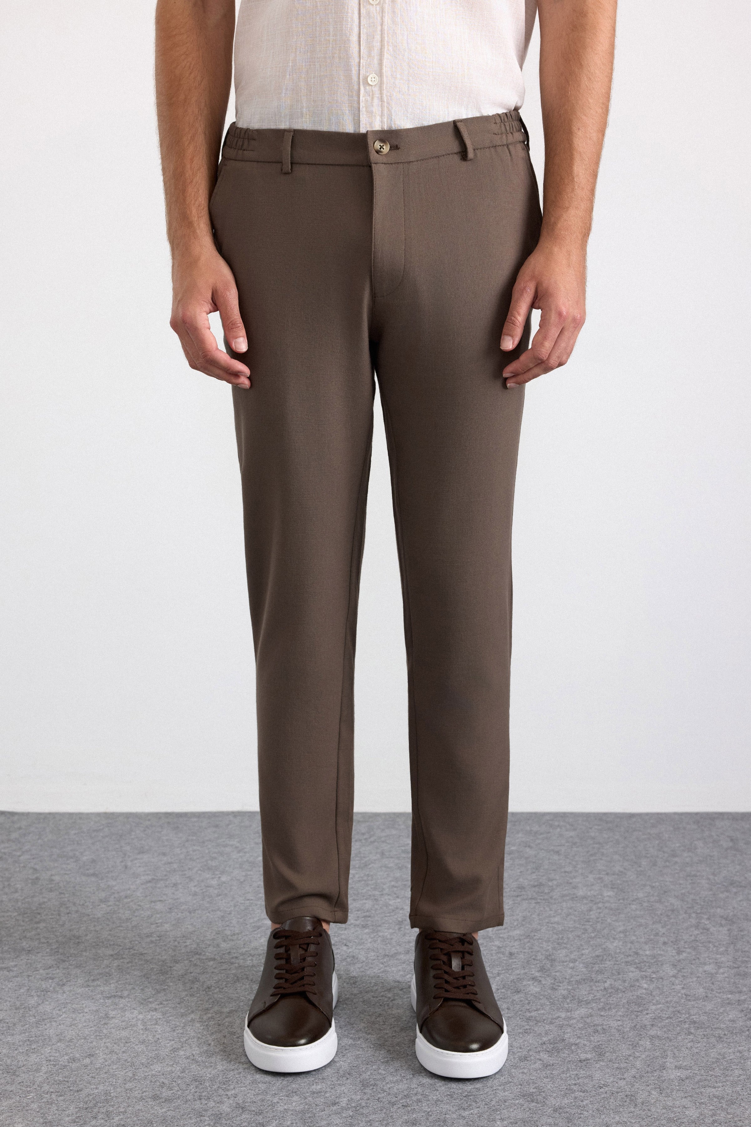 Süvari Koyu Kahve Slim Düz Jogger Pantolon görsel 2