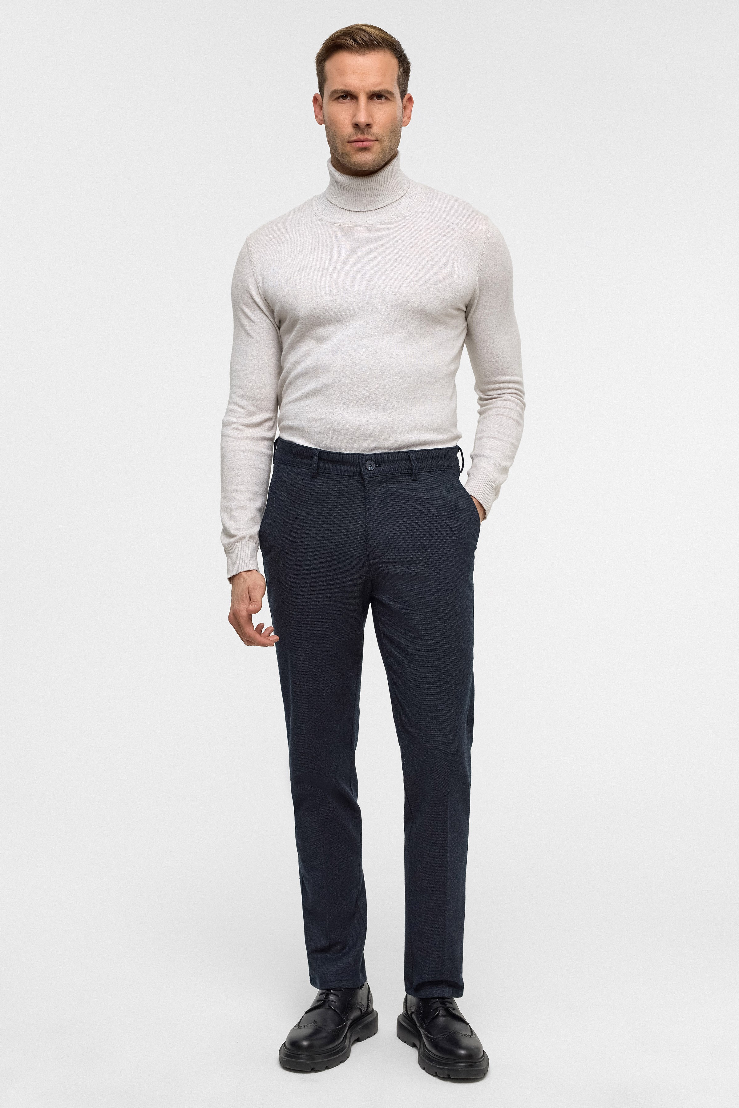 Süvari Lacivert Regular Armürlü Pantolon