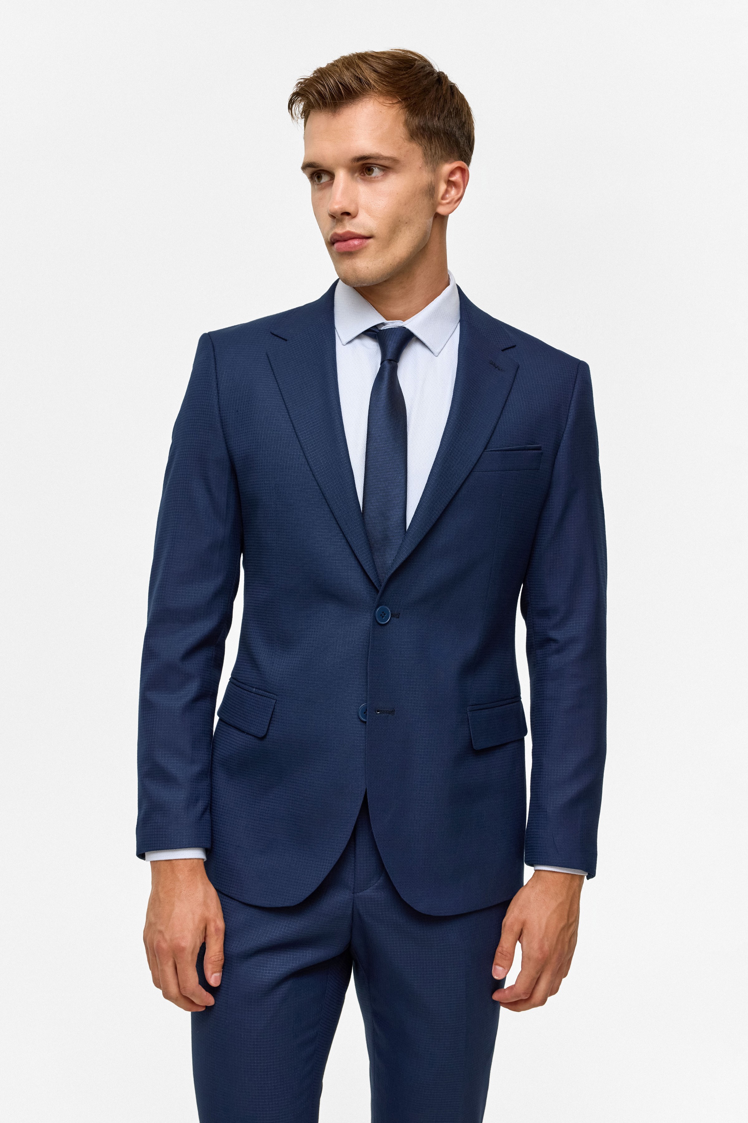 Süvari Lacivert Slim Desenli 6 Drop Takım Elbise görsel 3