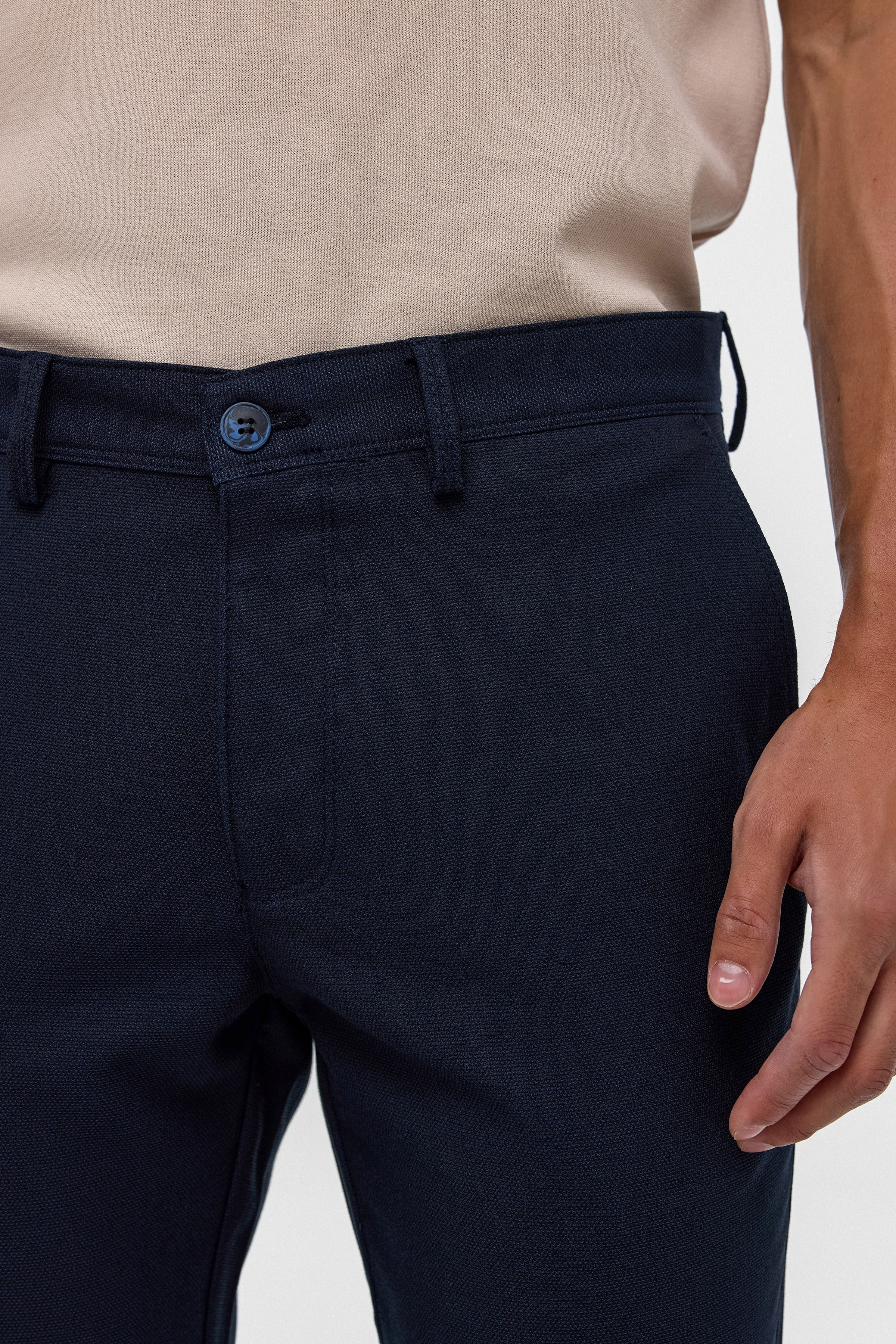 Lacivert Slim Fit Desenli Kumaş Pantolon