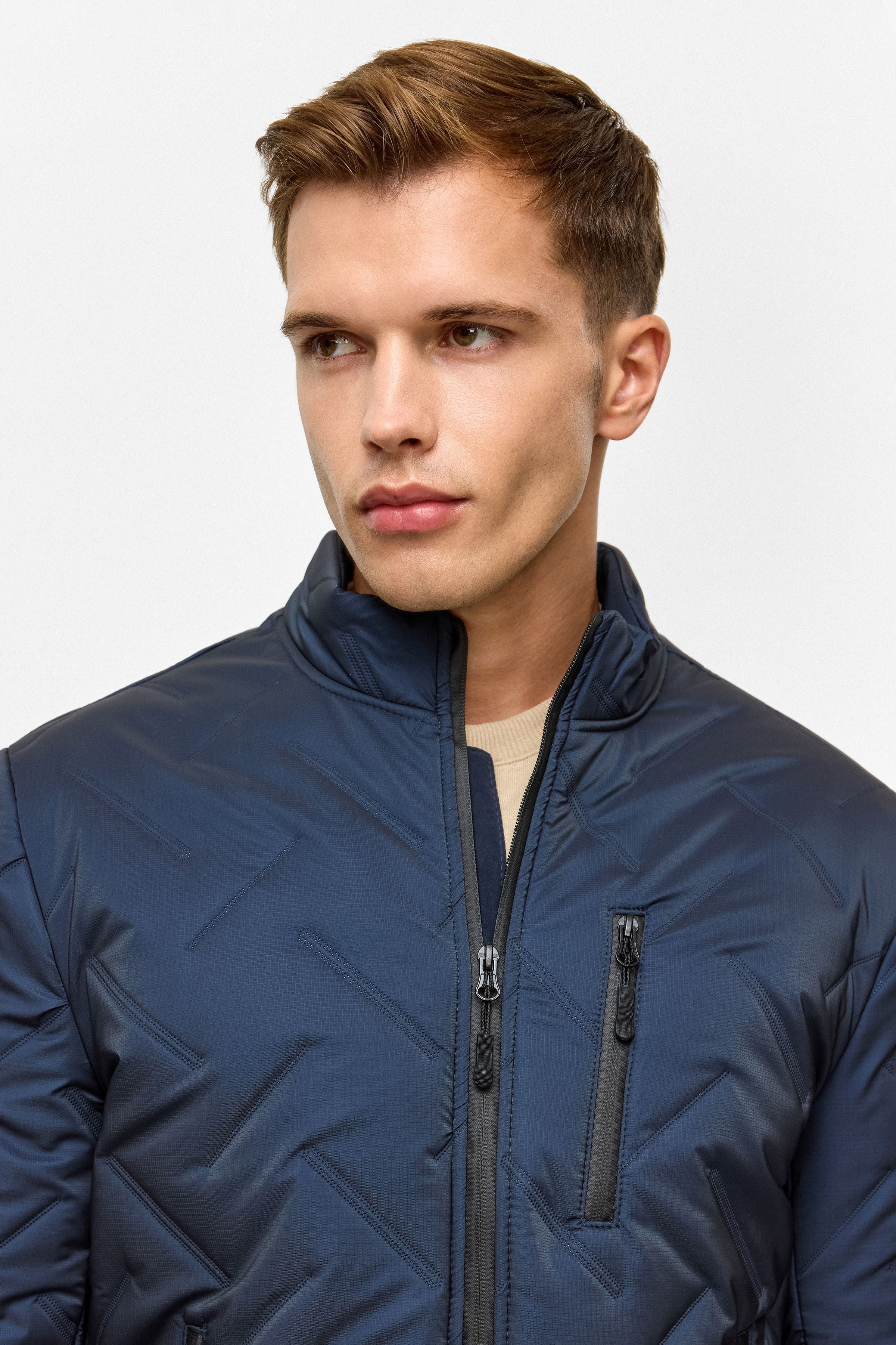 Lacivert Slim Kapitone Mont