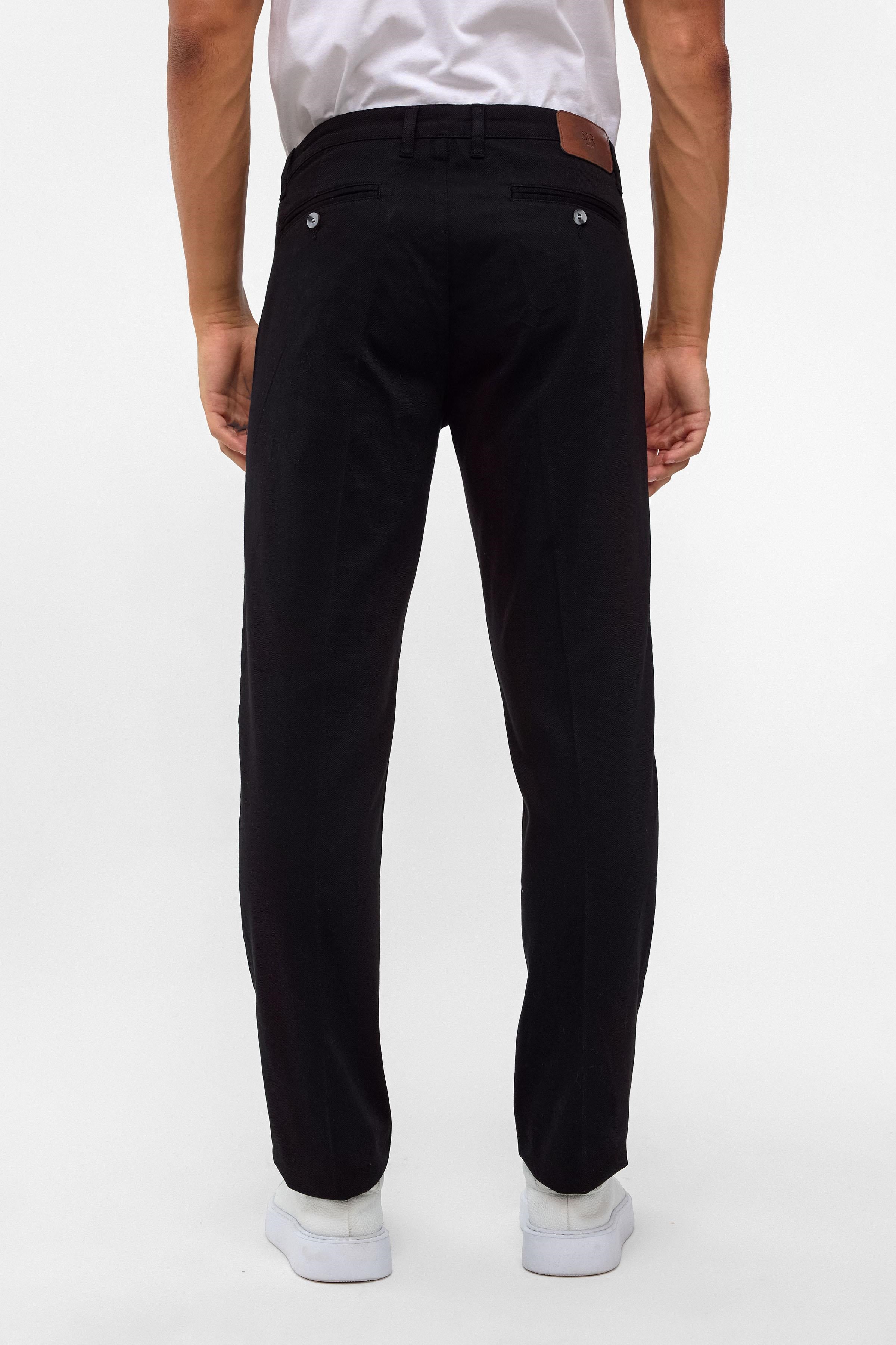 Siyah Regular Armürlü Chino Pantolon