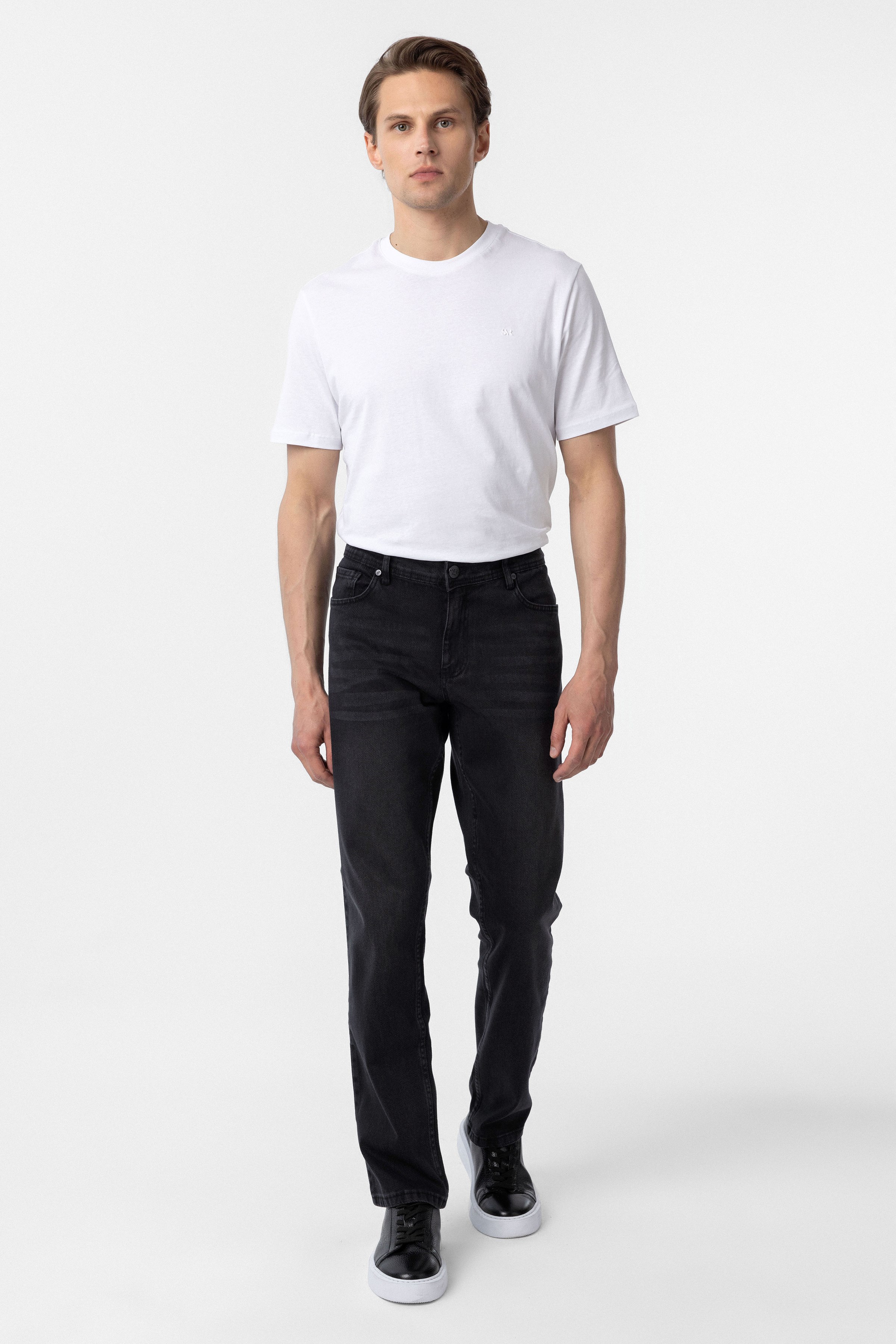 Süvari Siyah Regular Denim Pantolon