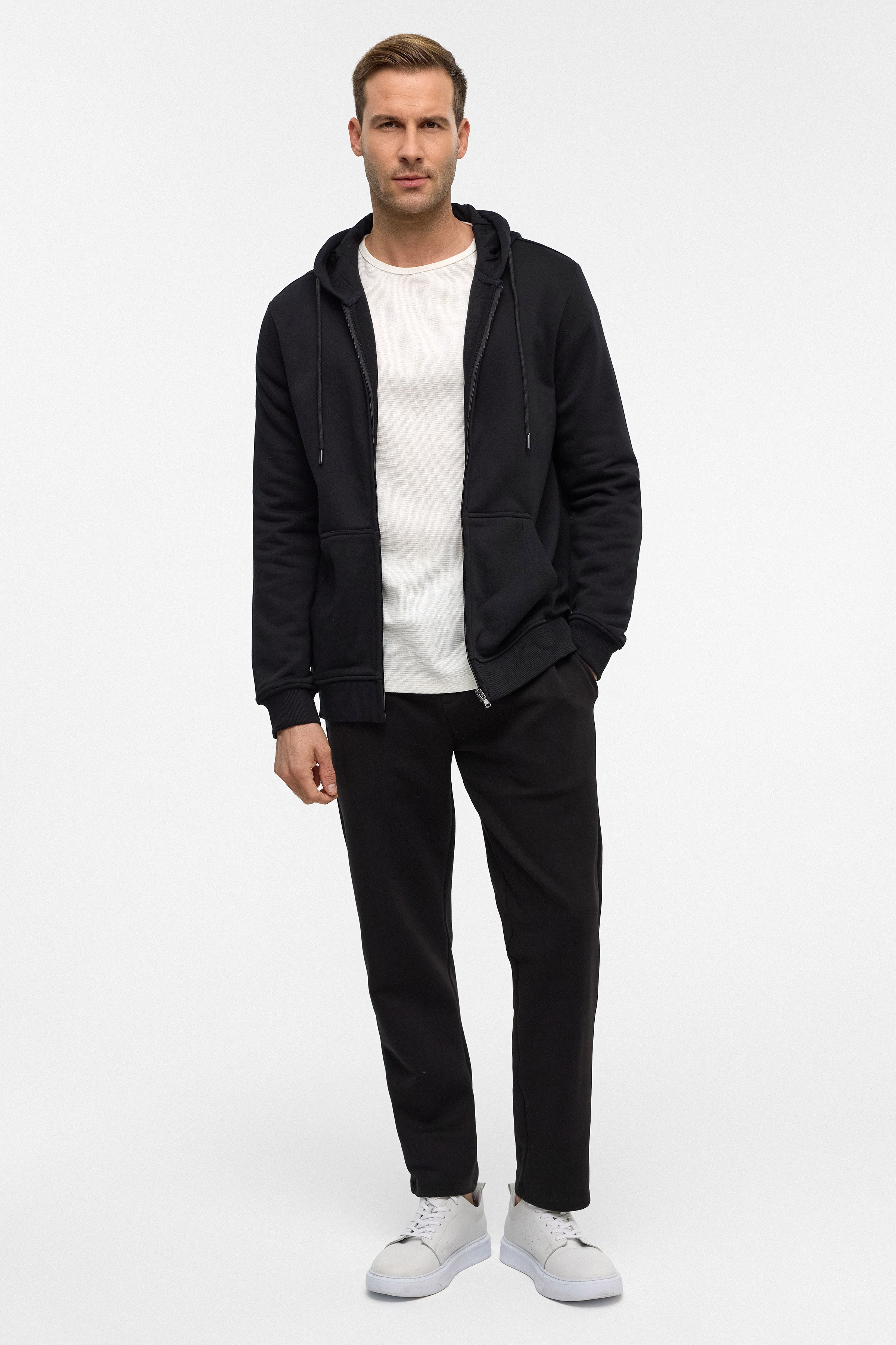 Süvari Siyah Regular Düz Jogger Pantolon görsel 3