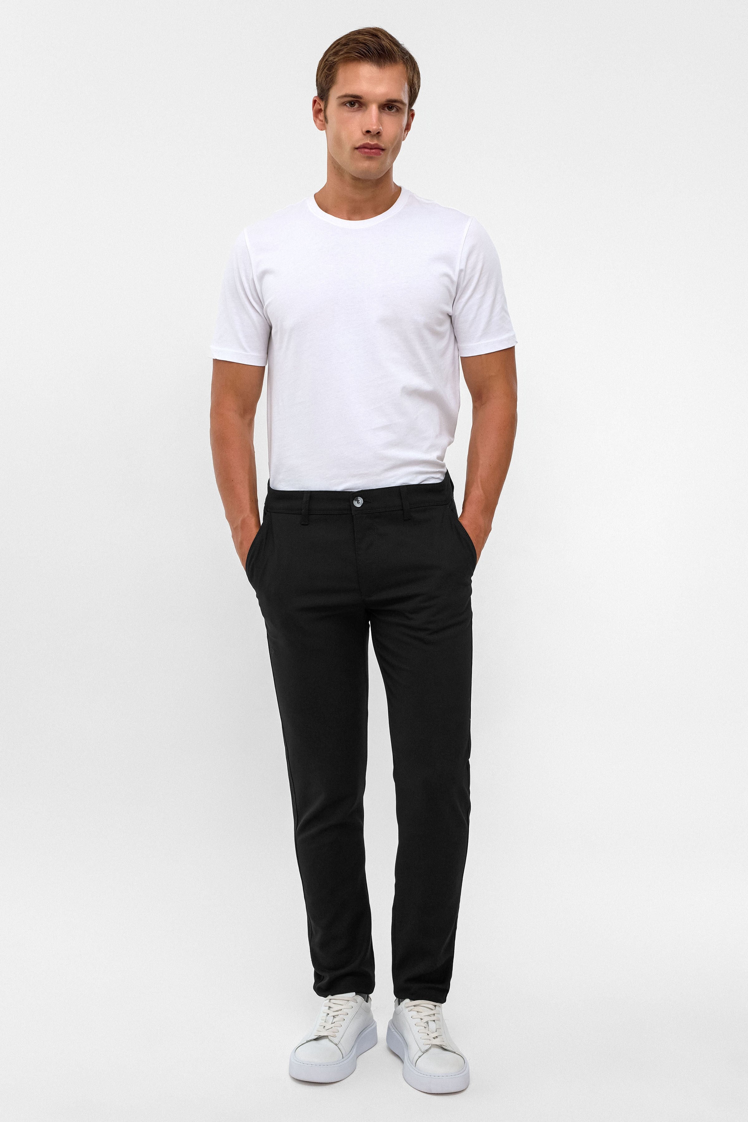 Süvari Siyah Slim Desenli Pantolon
