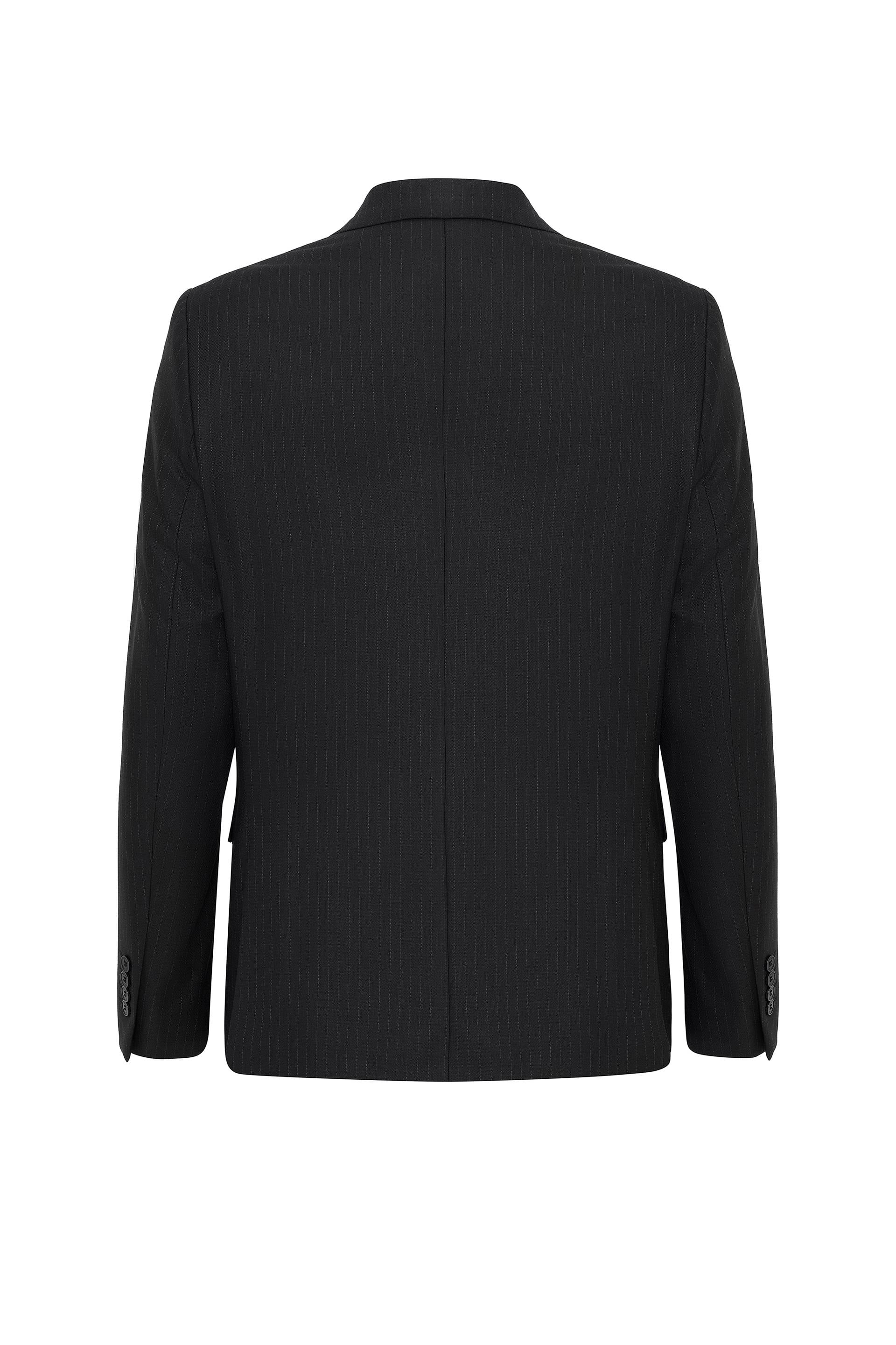 Siyah Slim Fit Desenli Sivri Yaka 6 Drop Klasik Takım Elbise