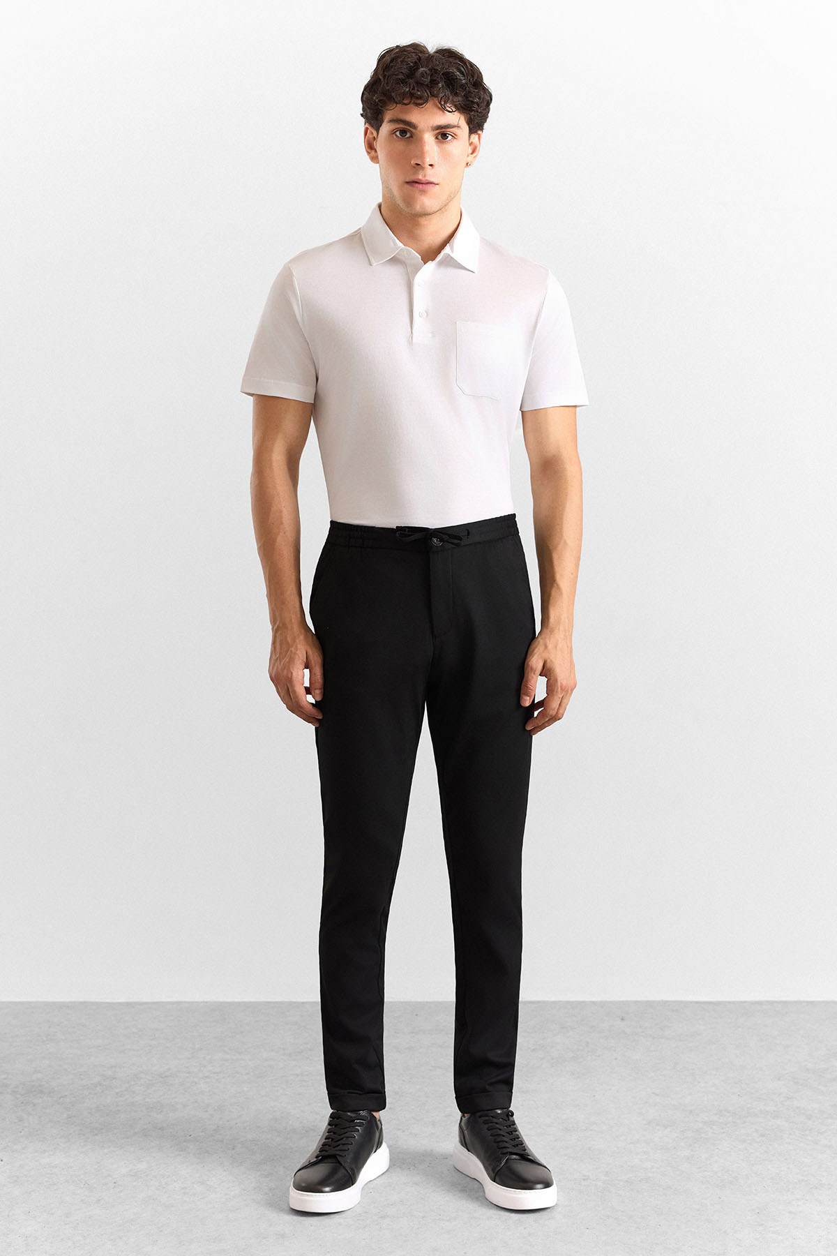 Süvari Siyah Slim Düz Jogger Pantolon