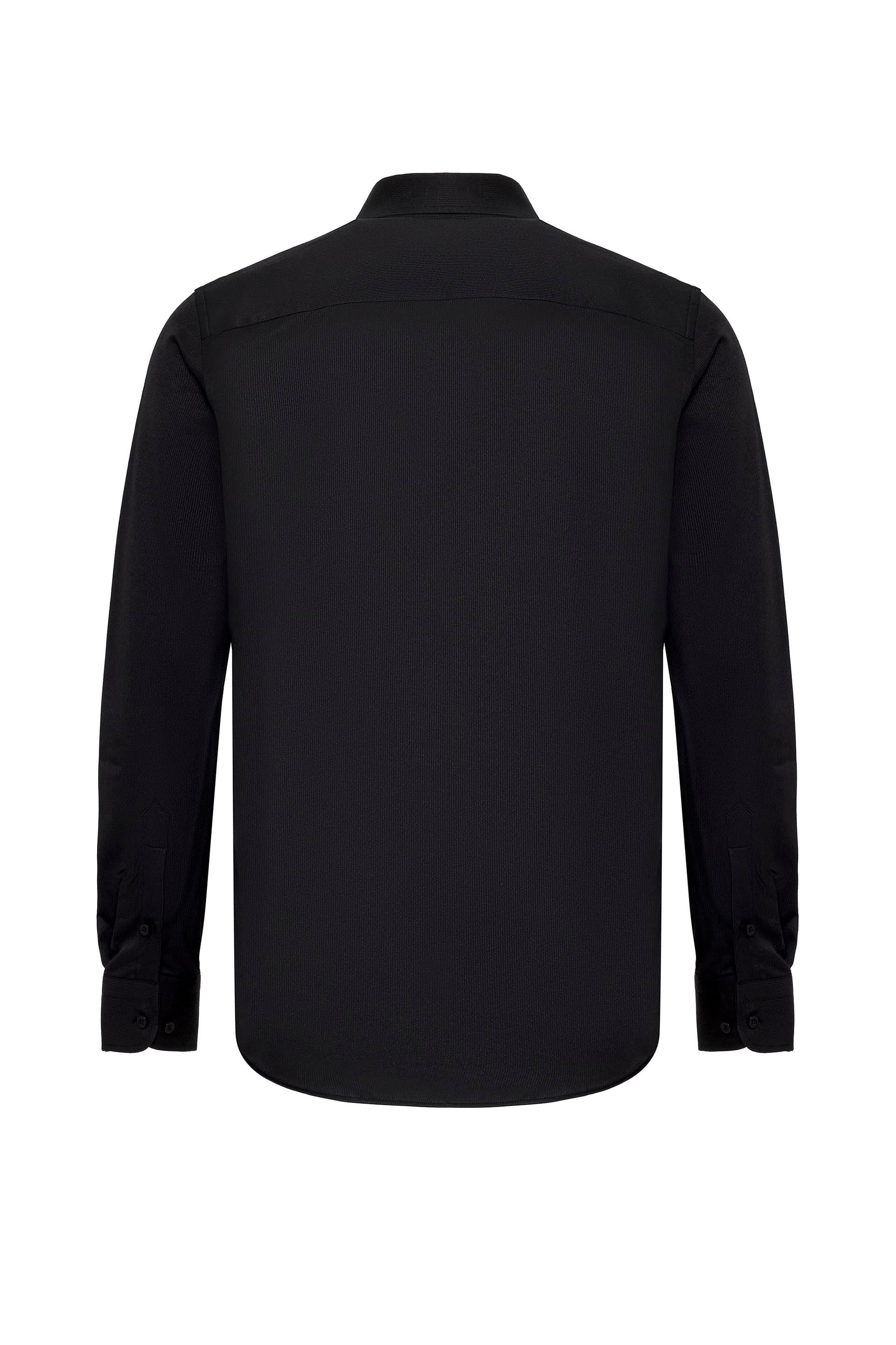 Siyah Slim Fit Düz Klasik Yaka Gömlek