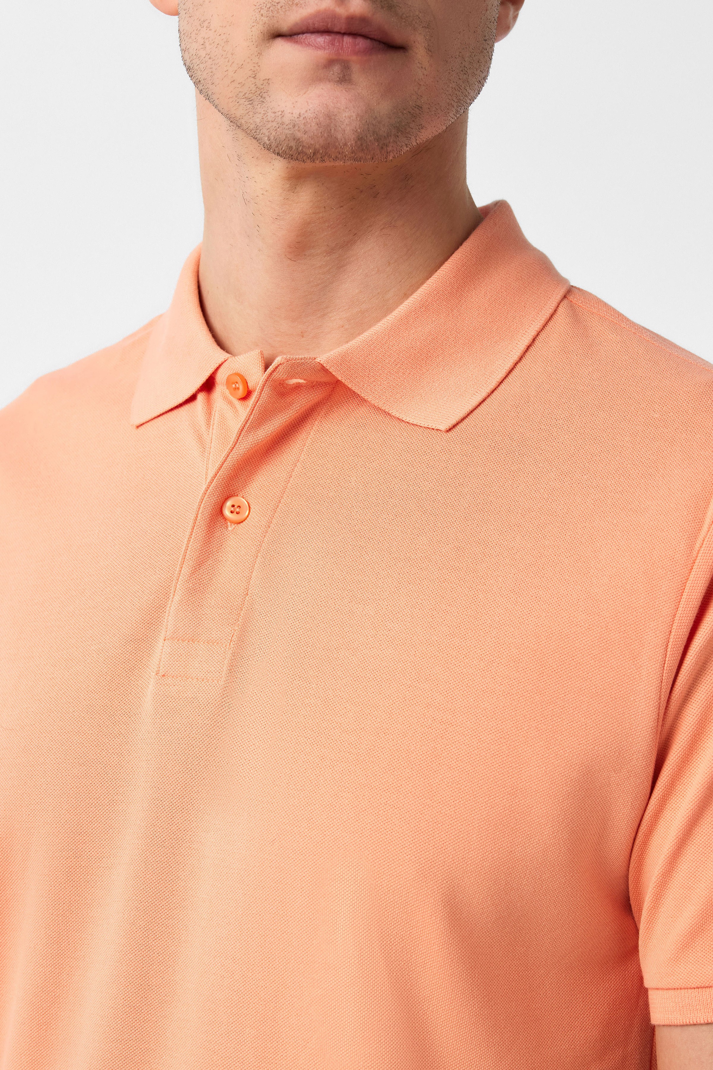 Süvari Sütlü Kahve Slim Fit Armürlü Polo Yaka Tişört görsel 3