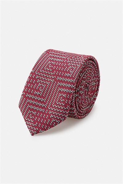 Açık Bordo Baskılı Kravat